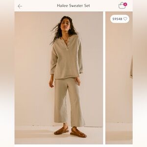 Free People Cream Sweater Set